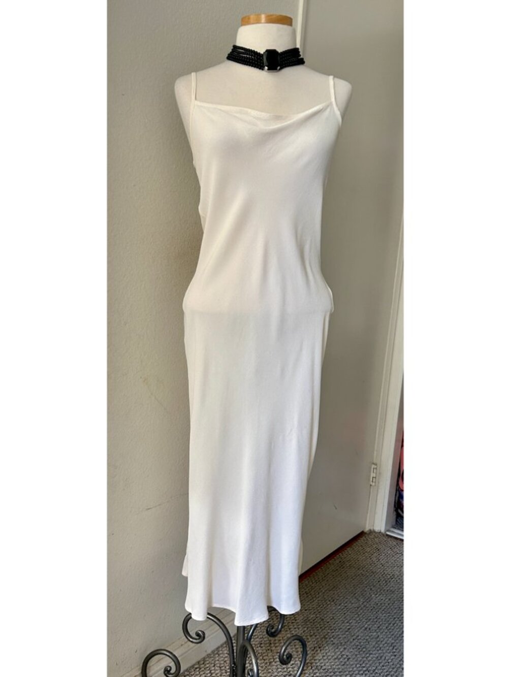 Vintage Rare 90s GHOST Off White bias Cut Midi Slip Dress Size P